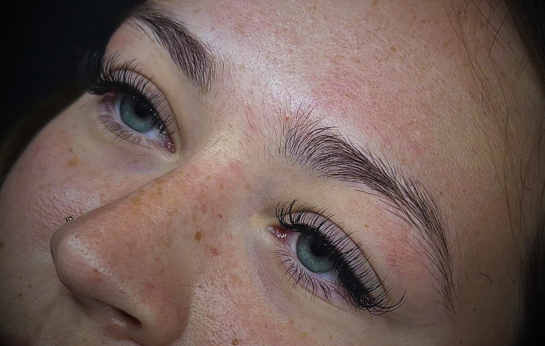 A soft, natural lash set up close